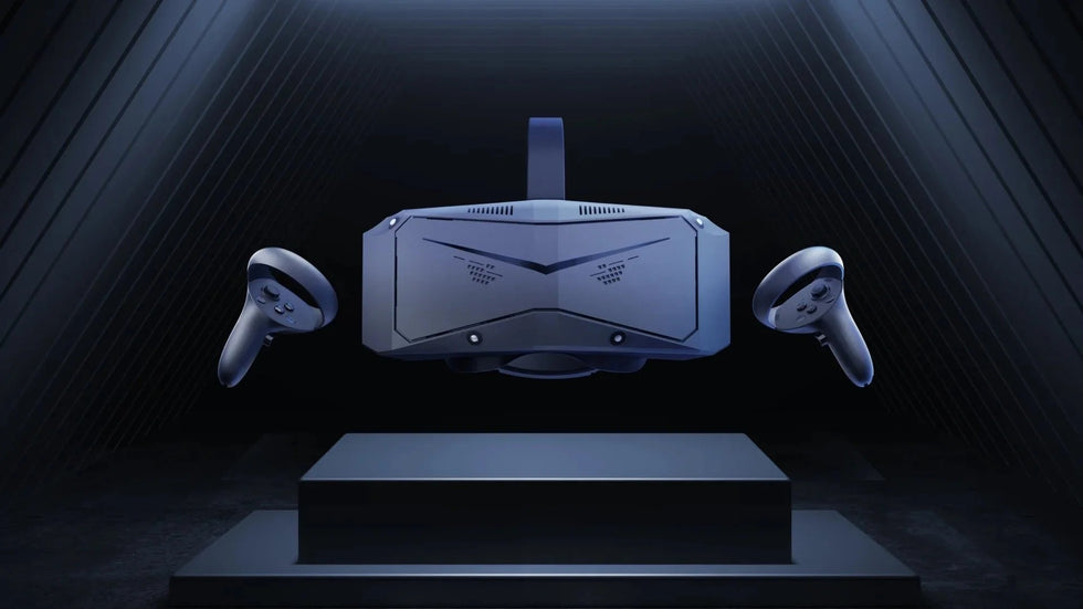 Pimax Crystal VR headset and controllers